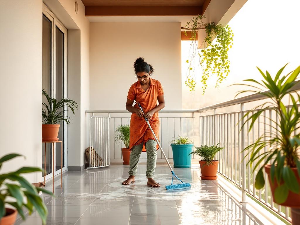Balcony Cleaning service in a Bengaluru home