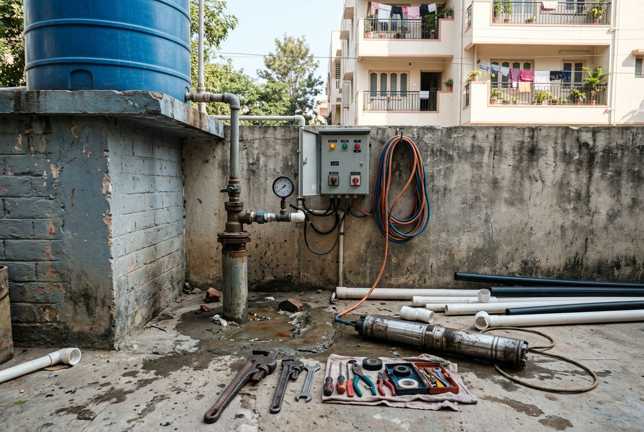 Borewell Motor Repairs service in a Bengaluru home